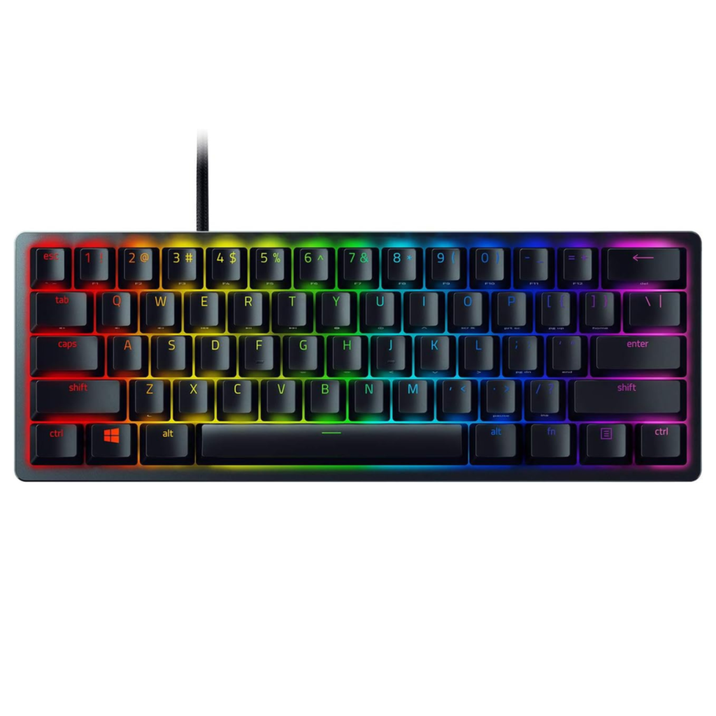 Razer Huntsman Mini Clicky – Melhor teclado gamer compacto, formato 60%, iluminação RGB e switches ópticos Razer.