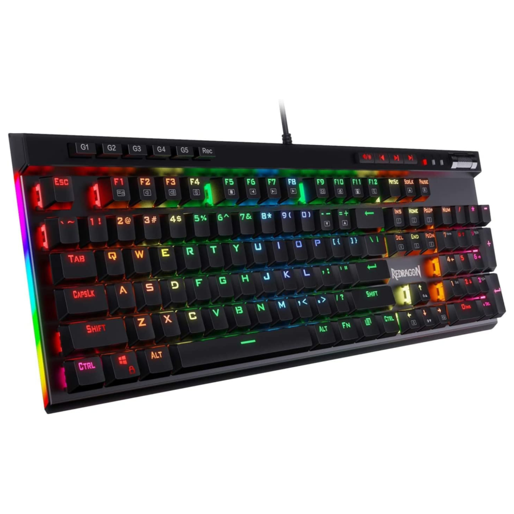 Redragon K580 VATA – Melhor teclado gamer custo-benefício, com teclas macro programáveis e iluminação RGB customizável.