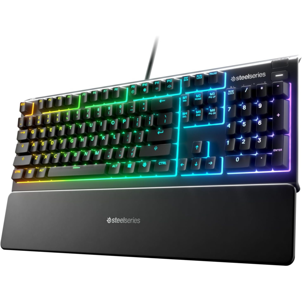 SteelSeries Apex 3 – Melhor teclado gamer de membrana, silencioso, resistente à água e com iluminação RGB.